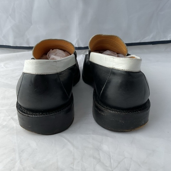 Charles de Batz Italian Black and White Slip-On Penny Loafers - Picture 5 of 11